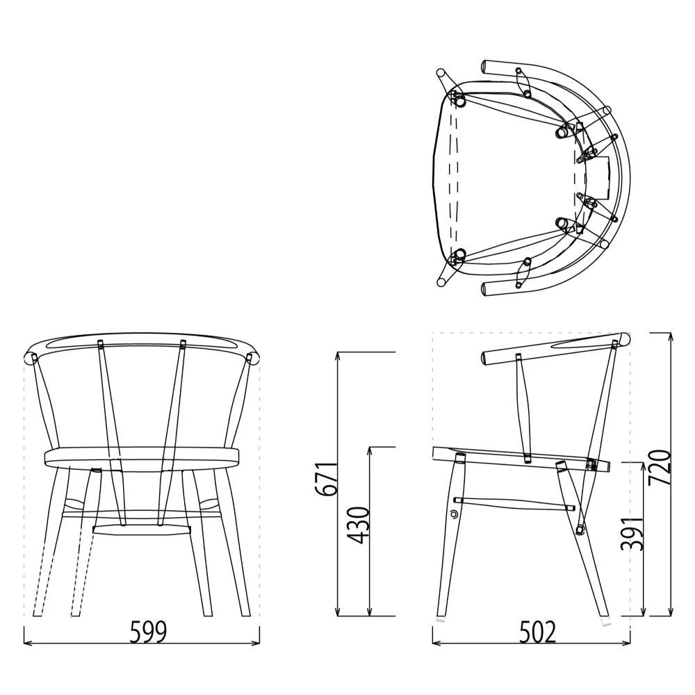 高山ウッドワークス カフェチェアW512 / ショップ展示アイテム