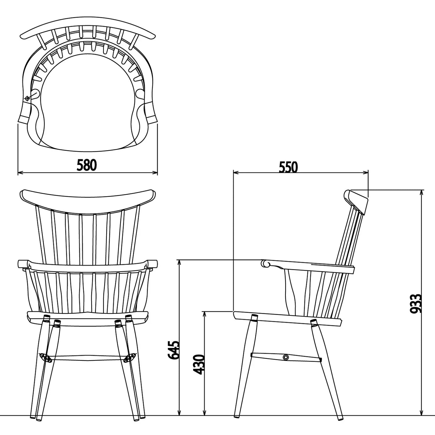 高山ウッドワークス コンバックアームチェアW553 / ショップ展示アイテム
